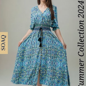 Half Sleeves Maxi Dress Women Floral Fall Dress Floral Autumn Dresses for Women | Floral dress Pattern Fall women Clothing