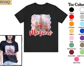 Moscow Women's T-Shirt in Soft Cotton, Vibrant Colors, Skyline & Landmarks, Perfect Unisex Gift for both women and men