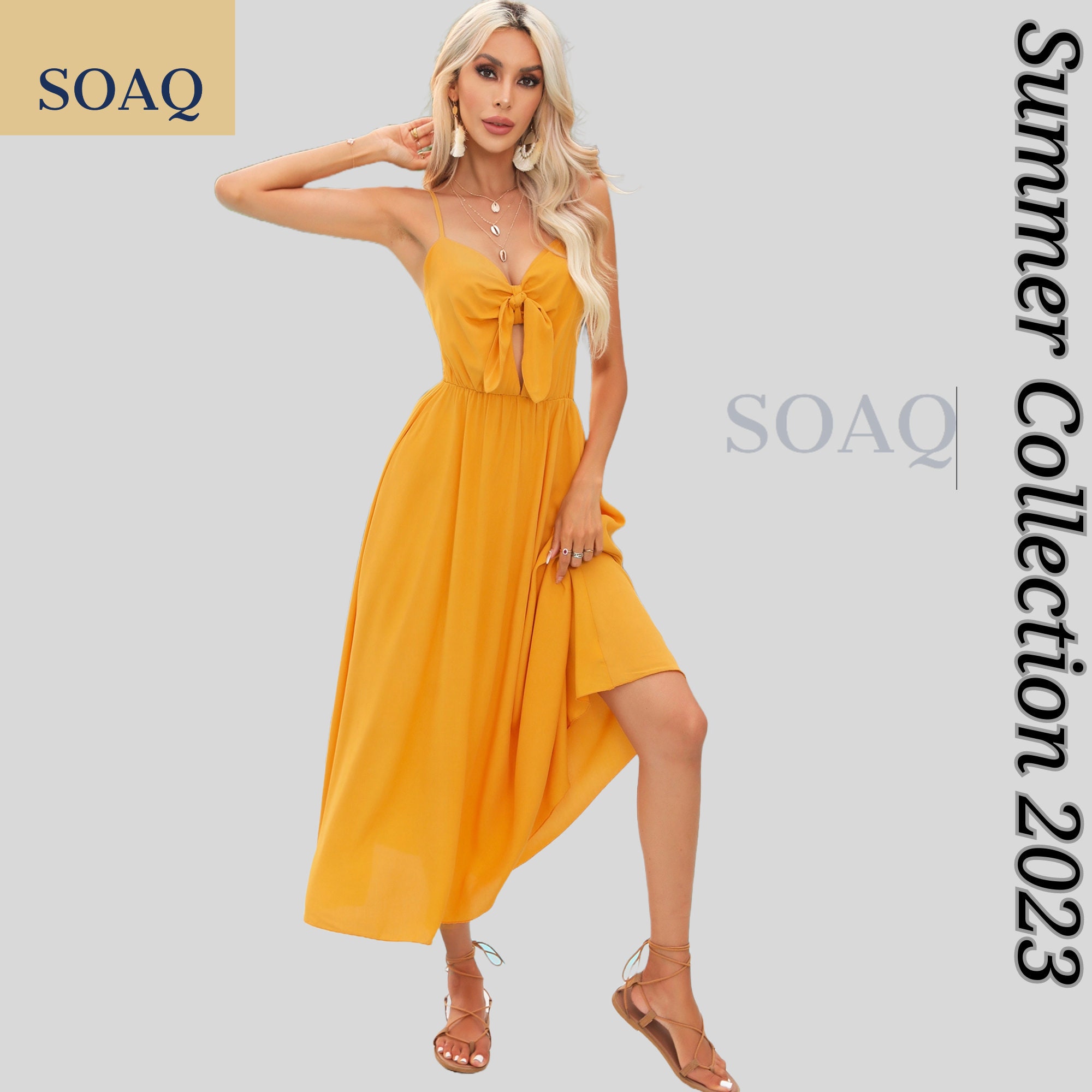 Long Maxi Dress for Women, Summer Sun Dresses with Pockets Spaghetti Strap  Sleeveless Floral Casual Wedding Guest Dresses # Clearance Items Under 5  Dollars Under 20.00 Dollar Items For Women #2 