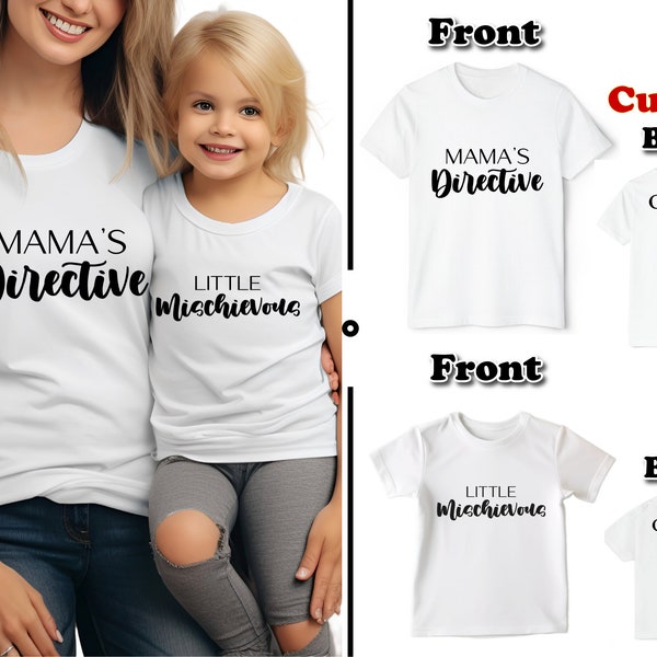 Custom Mommy And Me Matching Shirt Set For Mother Day – Mama and Baby Twining Tee, Personalize Mama Directive T-Shirt Gift With Any Text