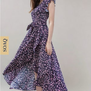 Short Sleeve Summer Women Maxi Dress Summer Floral Boho Sun Dresses for Women Beautiful Summer Floral Pattern Summer Boho Dresses Gift zdjęcie 6