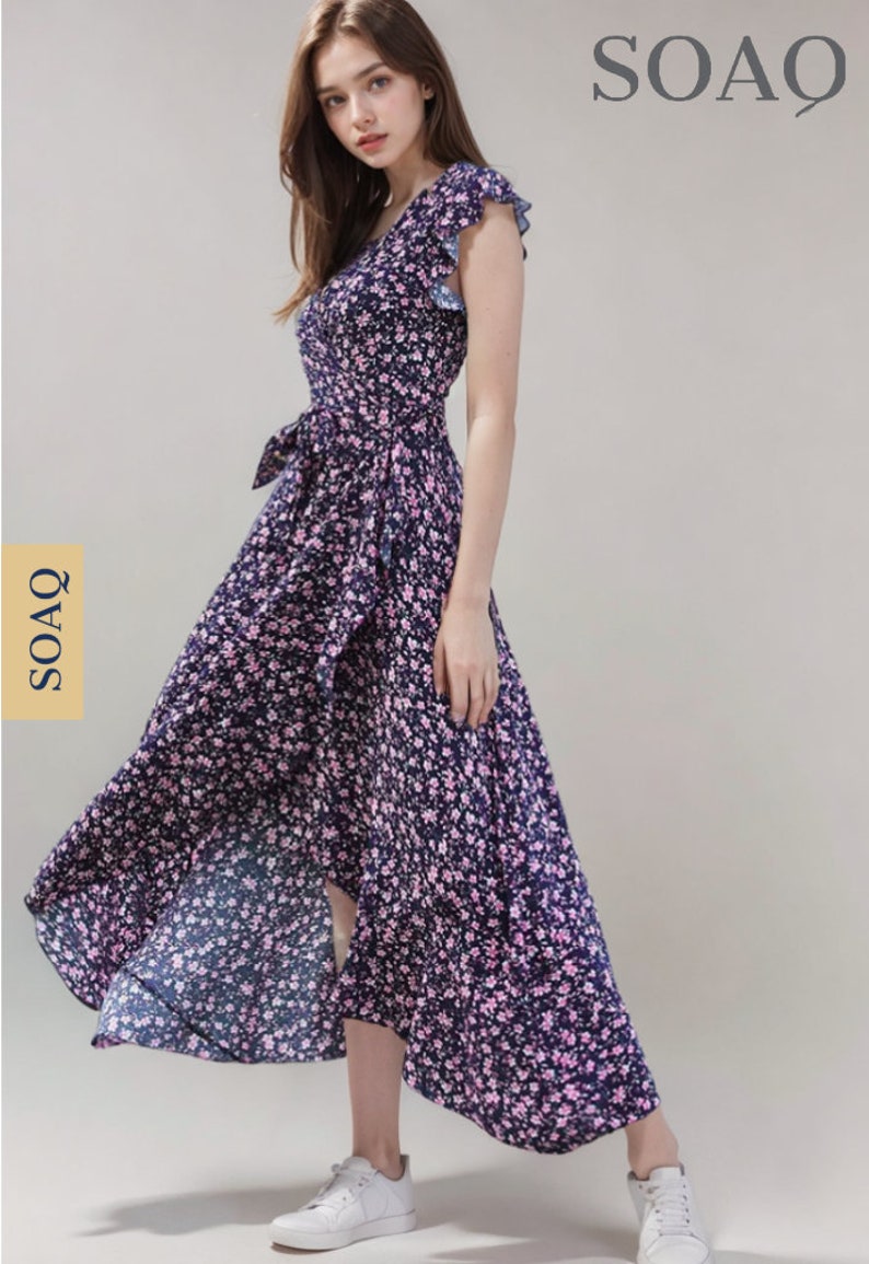 Short Sleeve Summer Women Maxi Dress Summer Floral Boho Sun Dresses for Women Beautiful Summer Floral Pattern Summer Boho Dresses Gift zdjęcie 6