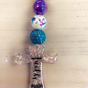 Faith keychain, cross keychain, beaded keychain, religious keychain, religious gift, custom keychain, handmade keychain, spiritual gift