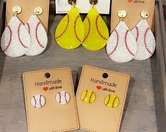 Baseball mom earrings, earrings, baseball jewelry, baseball studs, softball earrings, softball studs, sports, softball mom earrings