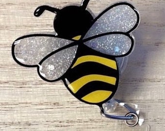Bee badge reel, Bumblebee badge reel, bumblebee badge holder, summer badge reel, spring badge reel, pediatric badge reel, badge reel