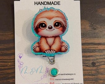Sloth badge reel, funny badge reel, cute badge reel, badge holder, healthcare badge holder, badge reel