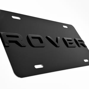 Black Gloss Front VANITY PLATE, Featuring Rover Black Letter Emblem