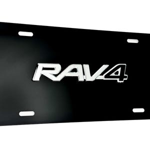 Black Gloss Front VANITY PLATE, Featuring RAV4 Chrome Letter Emblem
