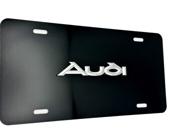 thumbnail image 2 of 3D Audi Quattro Emblem Stainless Steel License Plate Frame – Front Mount, Black 2 of 6