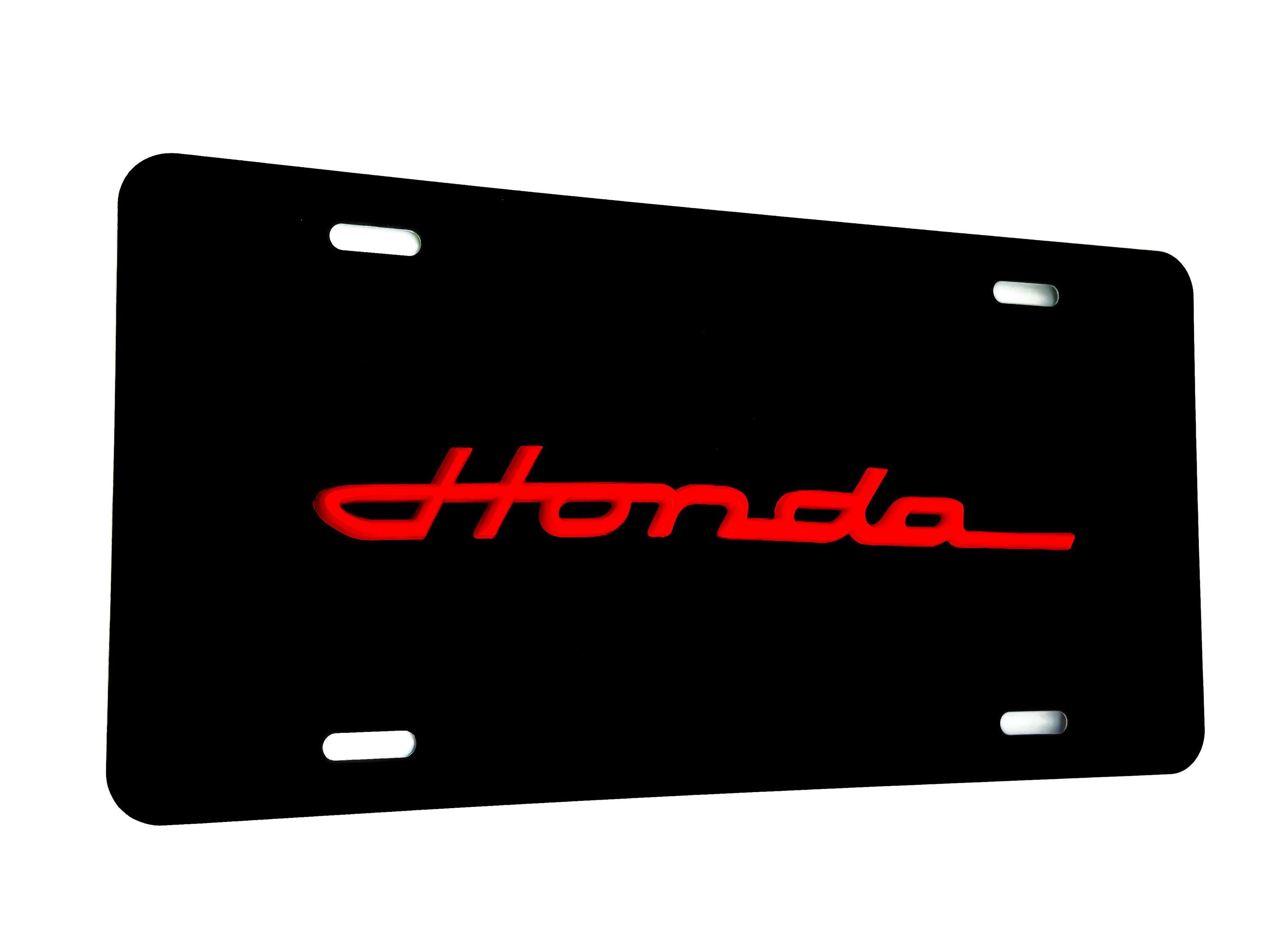 Vintage Honda Script Emblem – Red Glossy Badge – Universal Car/Moto Decal – Custom, USA