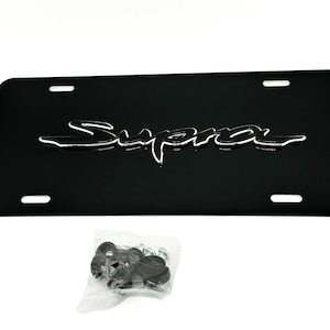 Black Gloss Front VANITY PLATE, Featuring Supra Black with Chrome Edge Emblem
