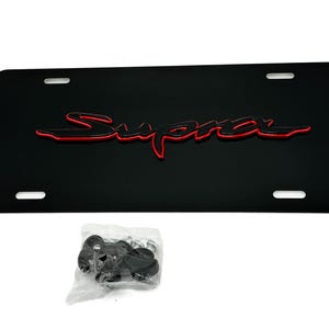 Black Gloss Front VANITY PLATE, Featuring Supra Black with Red Edge Emblem