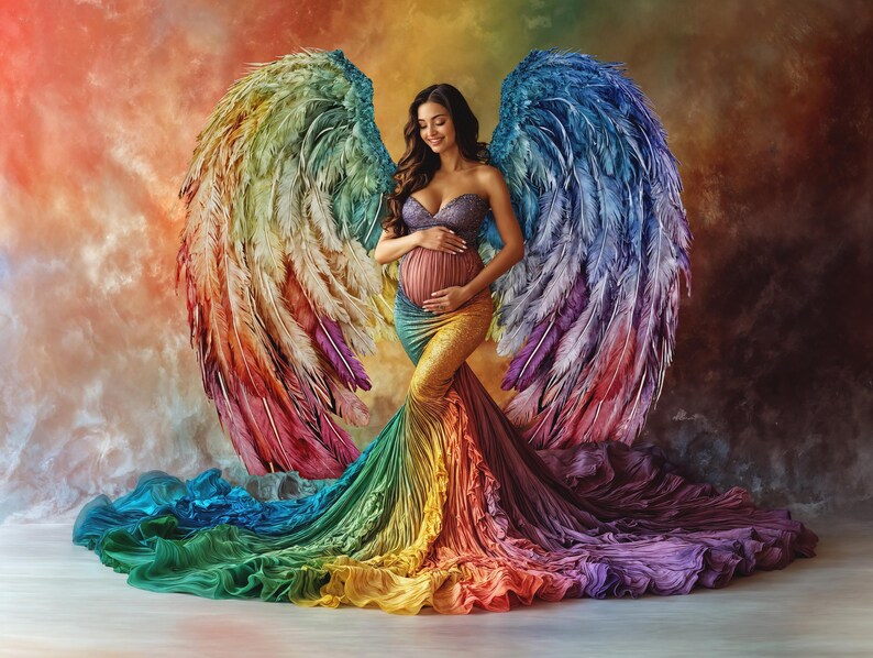 Fluffy Angel Wings Digital Overlays, Maternity Backdrop Overlays ...