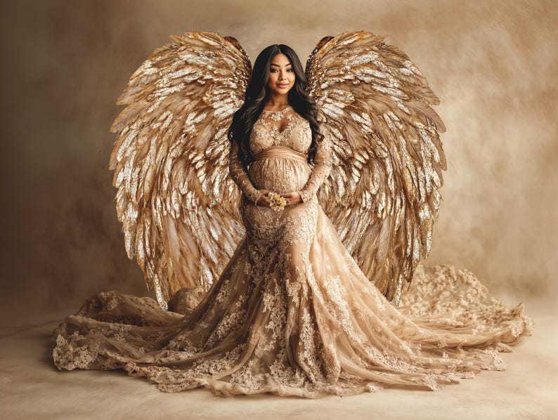 Fluffy Angel Wings Digital Overlays, Maternity Backdrop Overlays ...