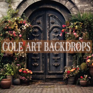 Wood Floral Door 10 Printed Backdrop, Fabric Backdrops, Printed Sweep Backdrop, Photography Backdrops