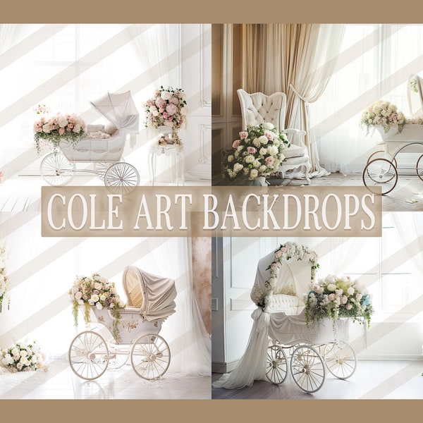Glam Floral Prams Digital Backdrops, Maternity Backdrop Overlays, Studio Backdrop Overlays, Fine Art Textures, Photoshop Overlays