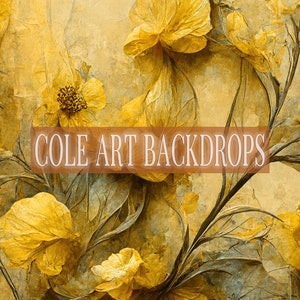Yellow Floral Set 1 Printed Backdrop, Fabric Backdrops, Printed Sweep Backdrop, Photography Backdrops