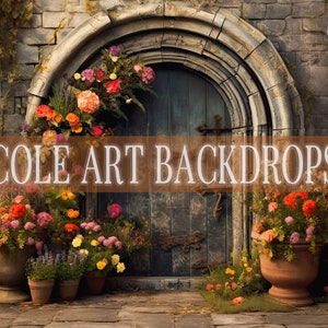 Wood Floral Door 3 Printed Backdrop, Fabric Backdrops, Printed Sweep Backdrop, Photography Backdrops