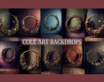 Hanging Floral Halo Rings Digital Backdrops, Maternity Backdrop Overlays, Studio Backdrop Overlays, Fine Art Textures, Photoshop Overlays