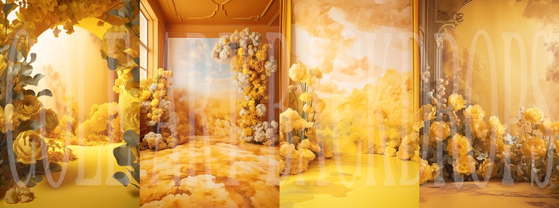 Ellow Window Backdrop Into the Clouds YELLOW Digital Backdrops, Maternity Backdrop Overlays ...