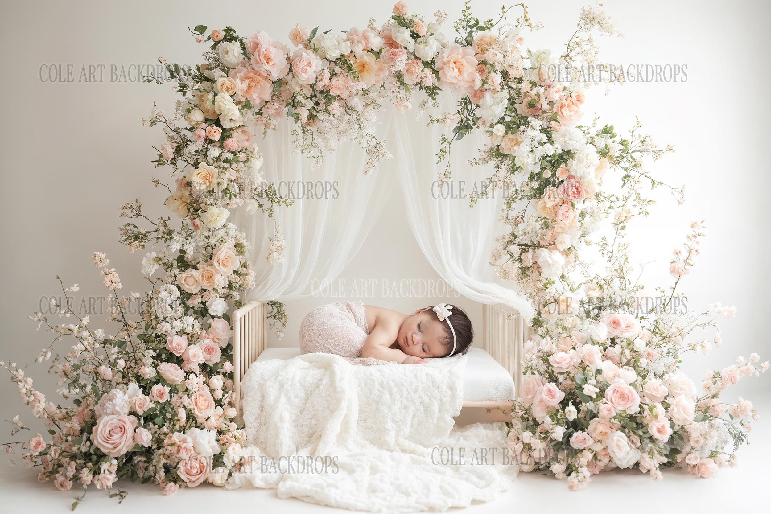 Iron Baby Flower Bed Digital Backdrop, Newborn Background, Baby ...
