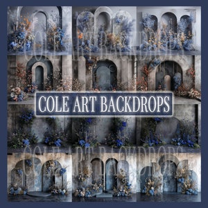 Blue Installation Set Digital Backdrops, Maternity Backdrops, Studio Backdrops, Digital Backgrounds