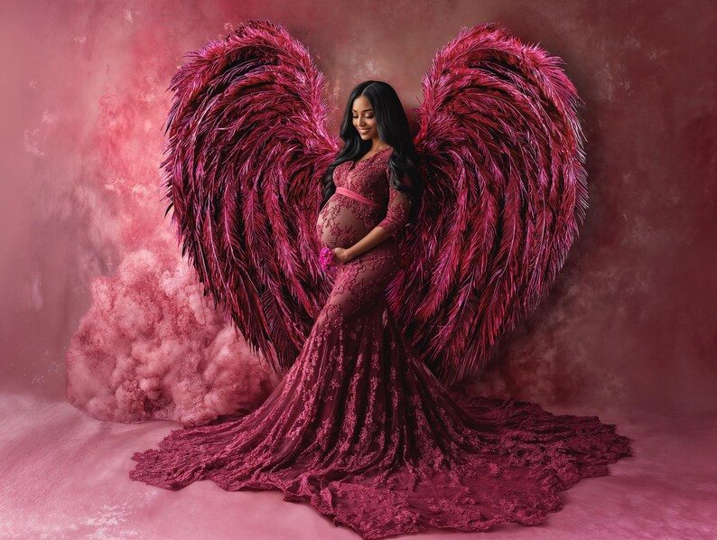 Fluffy Angel Wings Digital Overlays, Maternity Backdrop Overlays ...