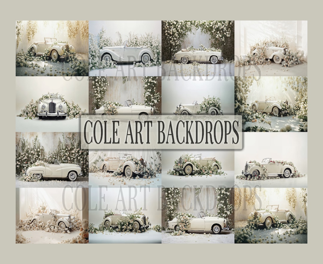 Vintage Car Whites Set Digital Backdrops, Maternity Backdrop Overlays ...