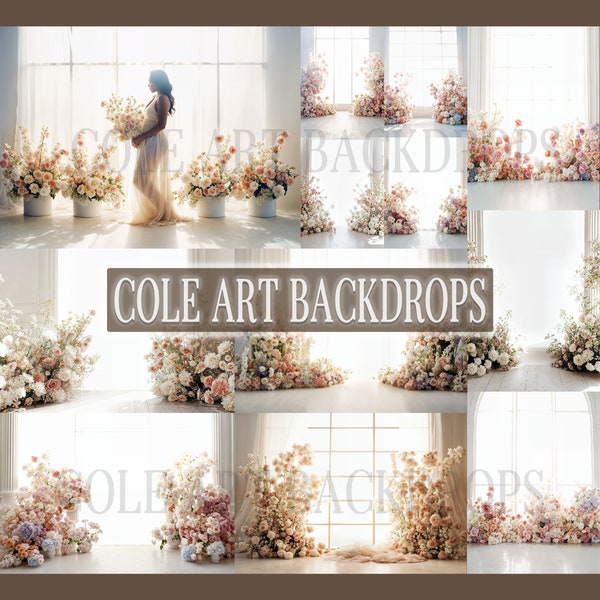 Backlit Florals Set Digital Backdrops, Maternity Backdrops, Studio Backdrops, Digital Backgrounds