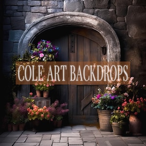 Wood Floral Door 5 Printed Backdrop, Fabric Backdrops, Printed Sweep Backdrop, Photography Backdrops
