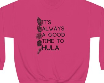 Hula Dancer Crewneck Sweatshirt Aloha Hawaiian Tropical Graphic Sweater Unisex Fit Beach Vacation Pullover
