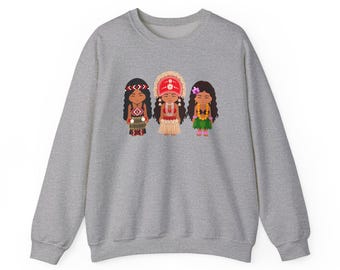 Polynesian Friends Trio Crewneck Sweatshirt, Maori Tahitian Hawaiian Dancers Crewneck, Hula Love Shirt, Polynesian Sweatshirt