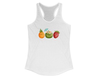 Tropical Fruit Women's Tank, Summer Fruits Racerback tank top, Cute fruit tank, tropical drink tee