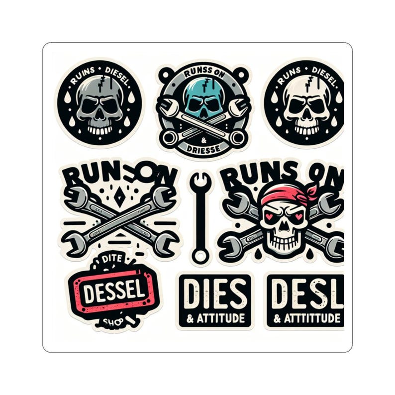 Mechanic Sticker Pack Toolbox Decals Grease Monkey Vinyl Stickers Skull ...