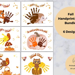 Fall Handprint Art Bundle, Fall Handprint Craft, Printable, Autumn, Preschool Daycare Kids Toddler Activity