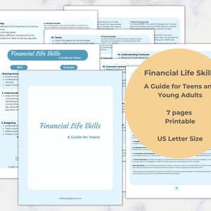 Puede incluir: Una guía imprimible para adolescentes y adultos jóvenes sobre habilidades para la vida financiera, que incluyen ahorrar, ganar dinero, presupuestar, comprender contratos y conciencia del consumidor. La guía tiene 7 páginas y está en tamaño carta de EE. UU.