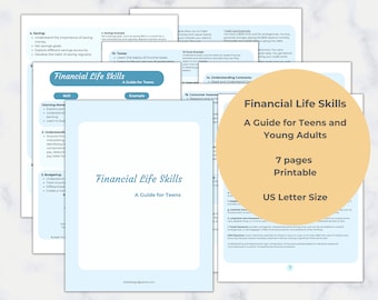 Financial LifeSkills Teen Guide Graduation Gift Highschool Homeschool Curriculum for Teens, Young Adults Basic Financial Skills, USLetterPDF