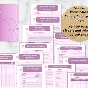 Disaster Preparedness, Family Emergency Plan, Emergency Preparedness Binder, Survival Preparedness,  Printable, Fillable PDF, US Letter size