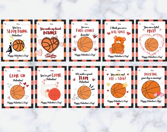 Basketball Valentines for Kids |  Sports Valentine Cards | Classroom Valentines Printable | Retro Checkered