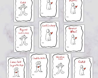 Funny Kids Valentine's Day Cards, Printable Classroom Valentines, Digital School Valentines, Stick Figure Humor, Boys and Girls Valentines