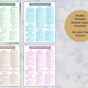 Disaster Preparedness Checklist, Hurricane Prep Checklist, Emergency List, Fillable Checkboxes, Printable, Fillable PDF, US Letter size