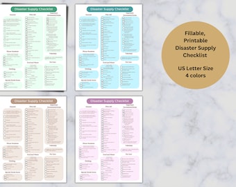 Disaster Preparedness Checklist, Hurricane Prep Checklist, Emergency List, Fillable Checkboxes, Printable, Fillable PDF, US Letter size