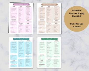 Disaster Preparedness Checklist, Hurricane Prep Checklist, Emergency List, Printable, US Letter size