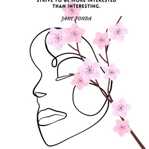 Woman Face Printable Quote Face and Flowers Wall Art Face - Etsy
