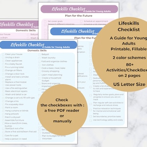Lifeskills Checklist, Graduation Gift, Highschool, Homeschool Curriculum for Teens, Young Adults Basic Skills, US Letter PDF, Fillable