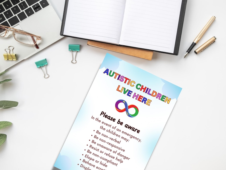 Autism Awareness Sign, Printable Autism Warning, in Case of Emergency ...