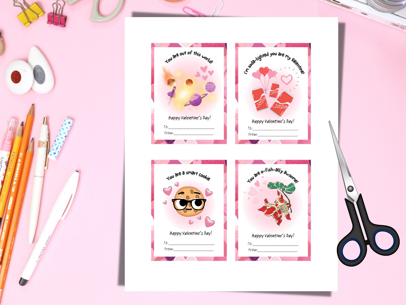 Pun Valentines Day Cards for Kids, Printable Classroom Valentines ...