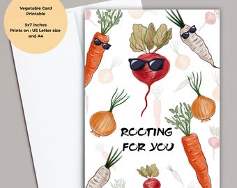 Rooting For You Greeting Card | Garden Veggies Encouragement Pun | Farmhouse Style, Plant Lover, Send Good Vibes, Gardening Gift