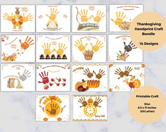 Thanksgiving Handprint Craft Bundle, Kids Fall Printable (PDF)