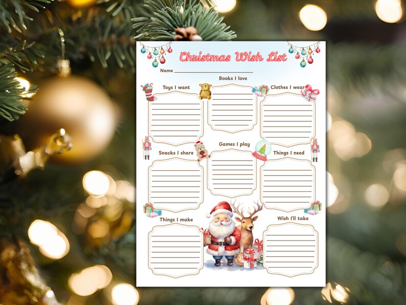 Christmas Wish List Printable for Kids | Cute Rhyming Sections | Santa ...